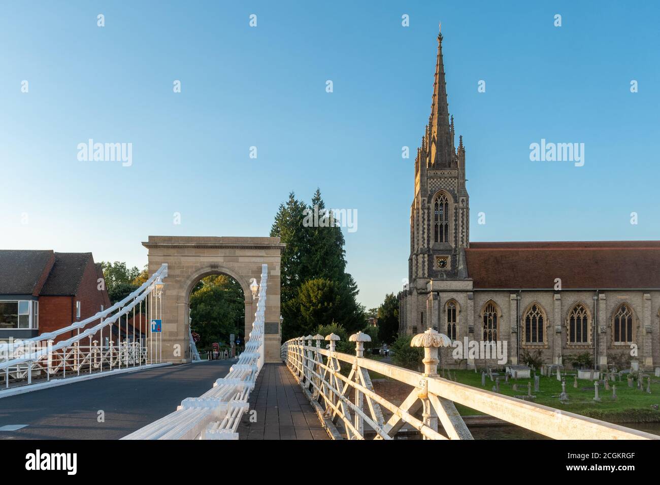 Marlow, a picturesque market town in Buckinghamshire, England, UK, on ...