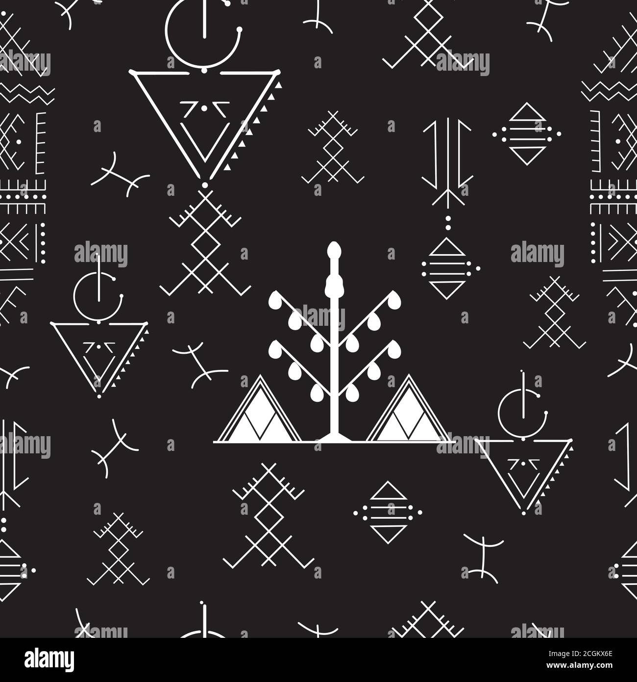 traditional Berber Tattoos seamless pattern Stock Vector