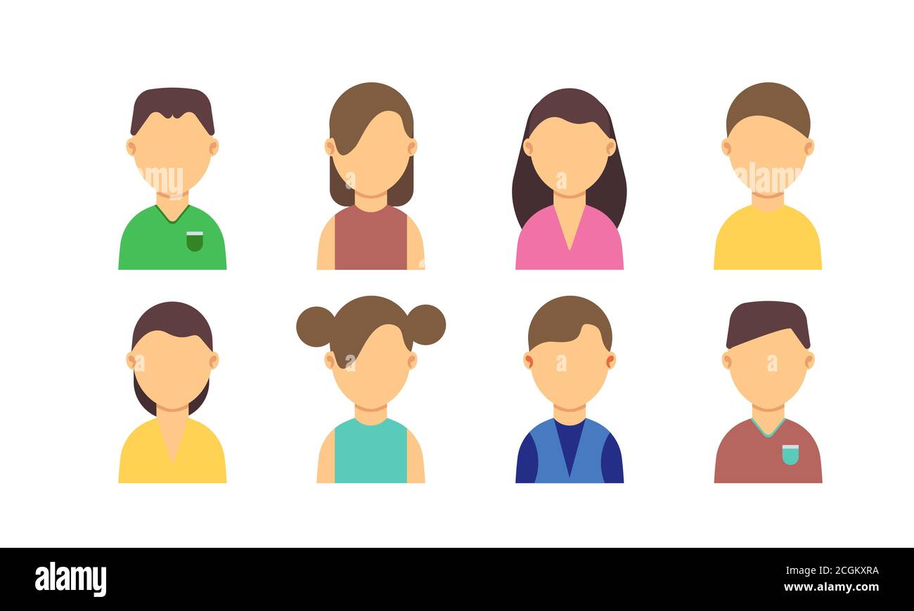 People avatar men and women characters set flat vector illustration ...