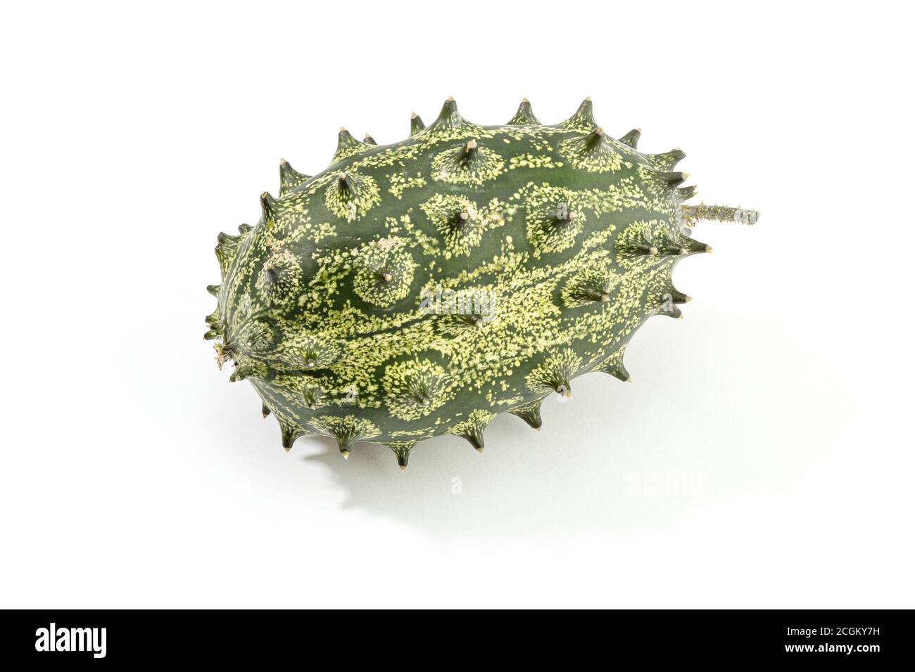 Kiwano fruit, spiked melon or jelly melon isolated on white background. Cucumis metuliferus Stock Photo