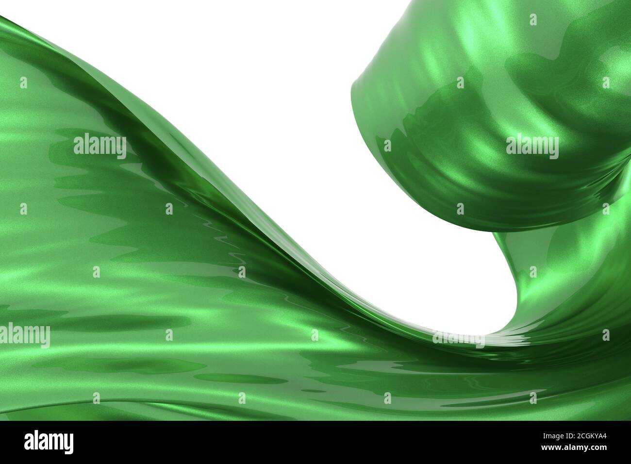 Beautiful green wavy fabric with metal texture and varnished surface ...