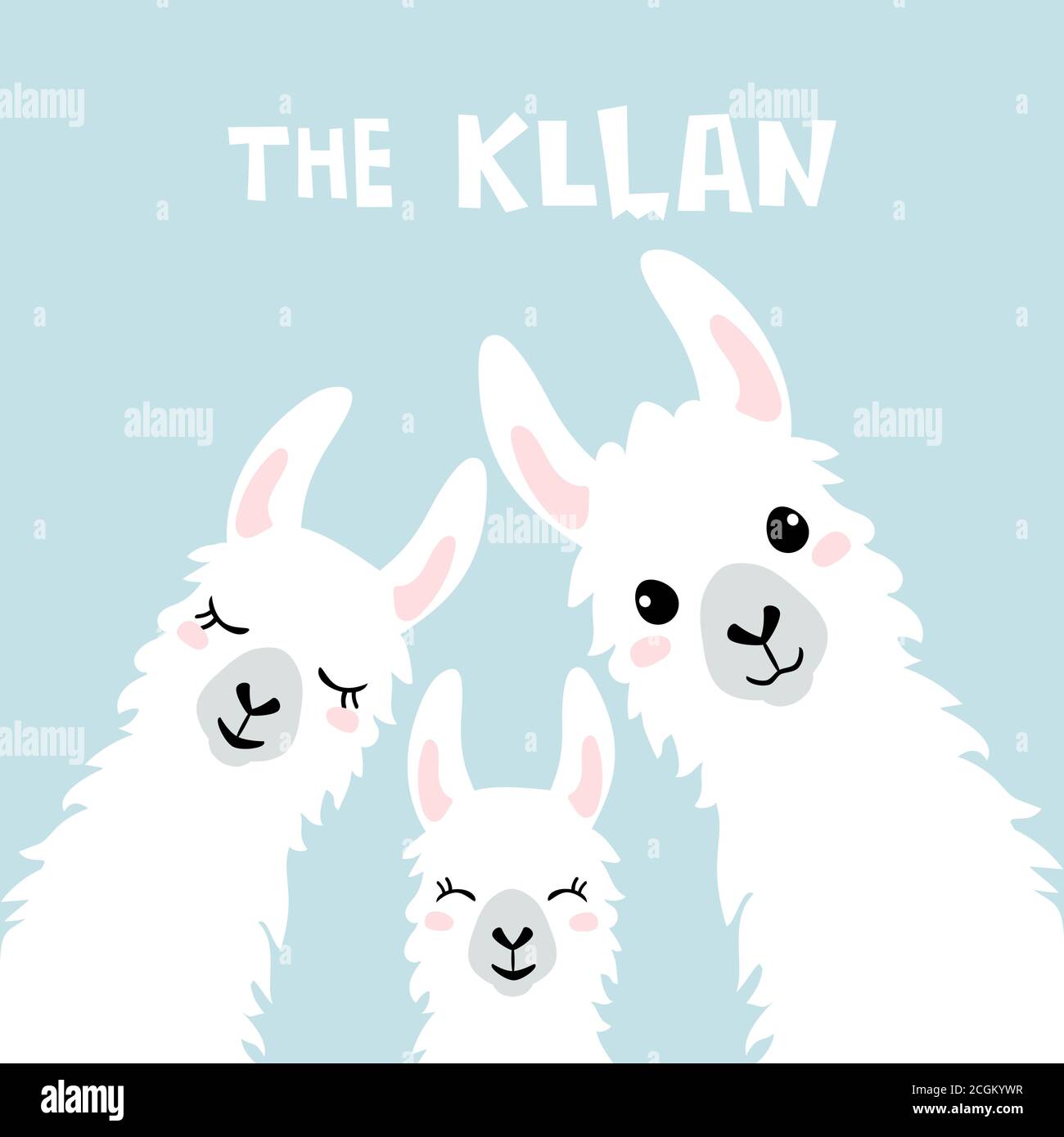 Llama Alpaca. The klan card. Vector illustration Stock Vector