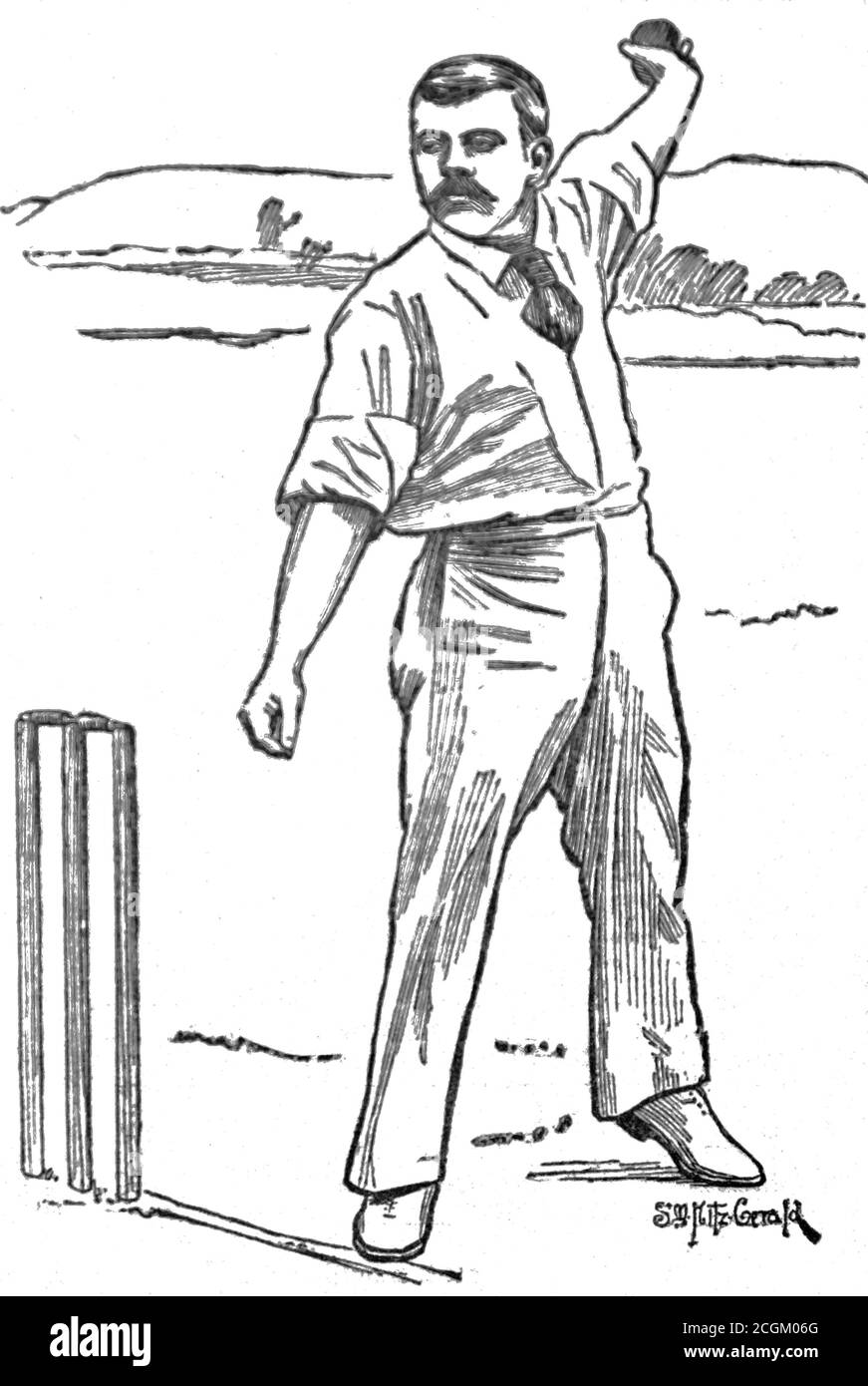 A historical contemporary newspaper cutting of renowed cricketer John Briggs from the Daily Magazine of the Daily Mail, 13th January 1902 shortly after his death. Stock Photo