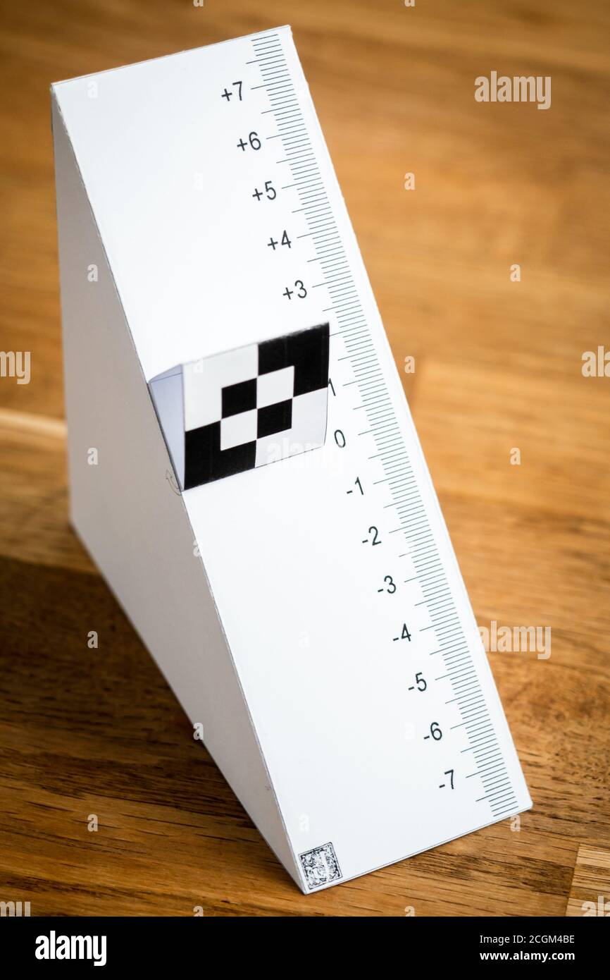Paper test chart for auto focus calibration of a reflex camera Stock
