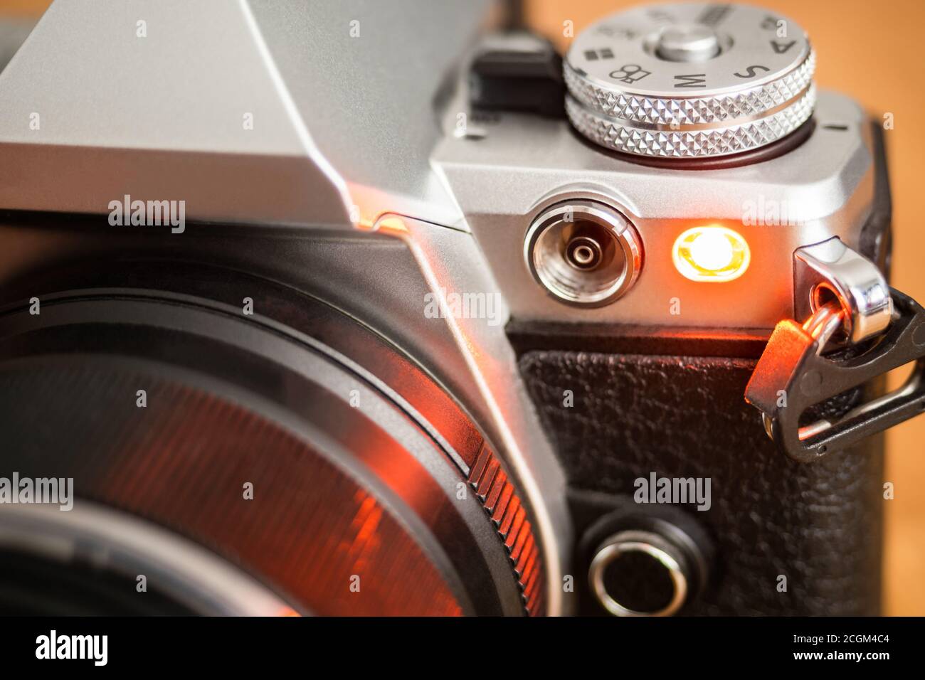 Auto focus illuminator or selftimer light on a modern camera Stock