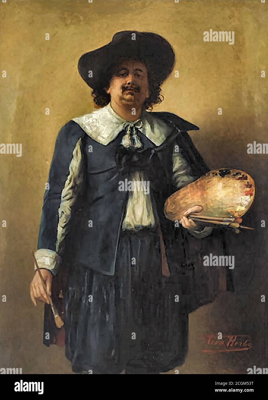 Herbo Leon - Self Portrait of the Artist Wearing a 17th Century Style  Costume - Belgian School - 19th Century Stock Photo - Alamy