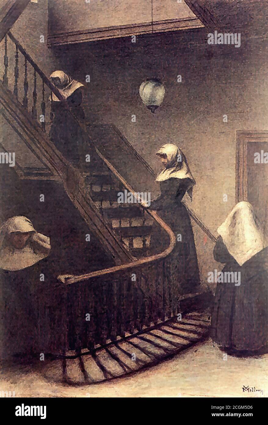 Mellery Xavier - After Evening Prayers - Belgian School - 19th  Century Stock Photo
