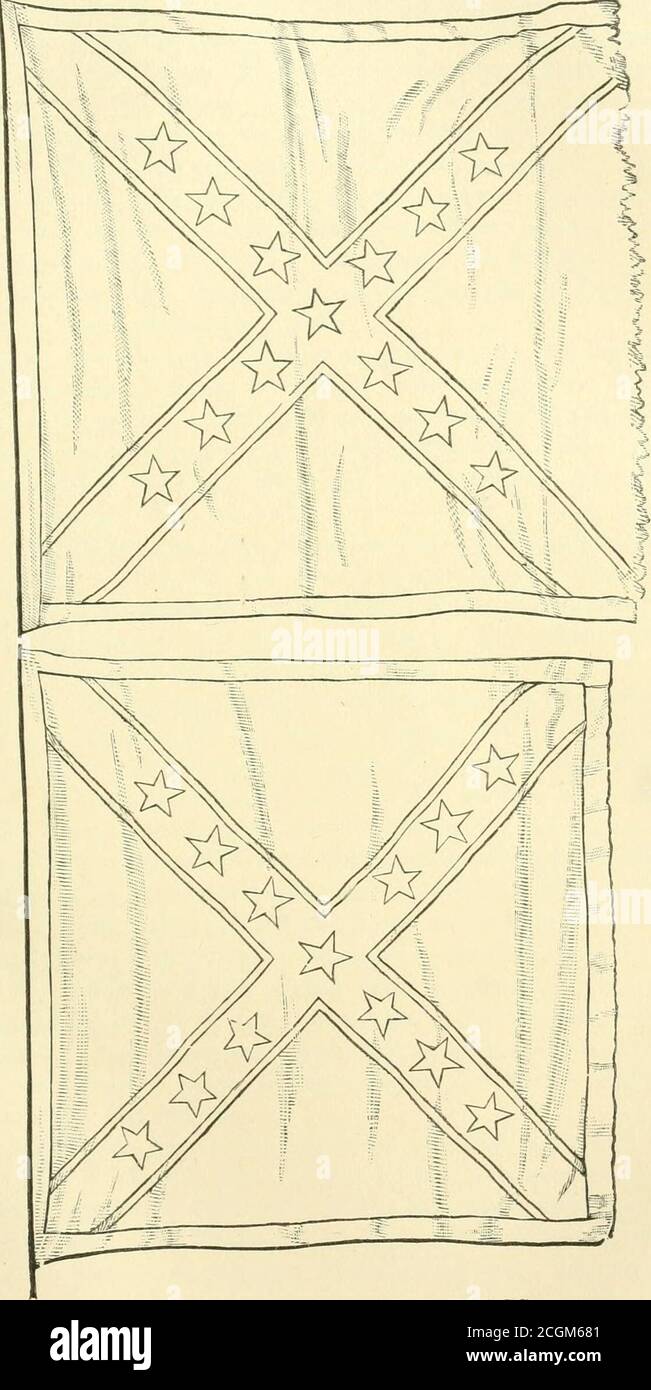 . Thirteenth regiment of New Hampshire volunteer infantry in the war of the rebellion, 1861-1865: a diary covering three years and a day . Battery Five. They are the personal property of the bravecaptors, and are now, 1887, preserved in the Capitol at Concord — theonly Confederate battle-flags in the custody of the State. The upper flag in the cut (worn a little) was captured by CorporalPeter Mitchell of K ; and the lower one (whole) by Sergeant James R.Morrison of K. At the request of the writer, Gen. A. D. Ayling, Adjutant General ofNew Hampshire, employed W. G. C. Kimball, Esq., of Concord, Stock Photo