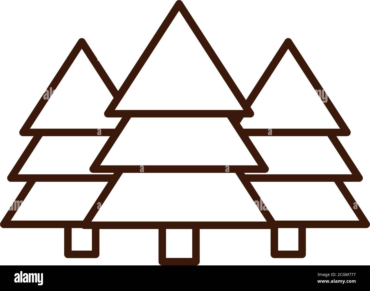 pine trees forest botanic nature linear icon style vector illustration ...
