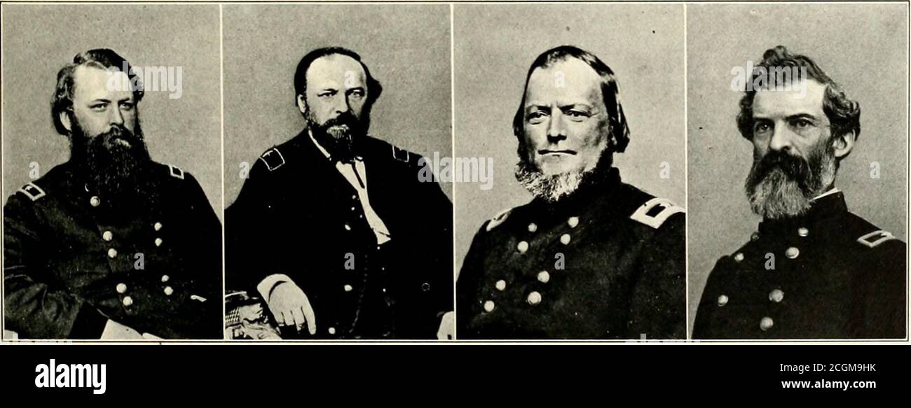 . The photographic history of the Civil War : in ten volumes . George D. Wagner Coinniandid aDivision under Howard. William F. Harry. Chief of .rtiller.von Shermans Staff.. W. W. Belknap, Promoted inFront of Atlanta. John H. Tiirchin, Leader inthe Fourteenth Corps. William F. Ward L&lt;m1 a Di-vision under Hooker. .John W. Sprague, Leader inthe Sixteenth Corps. Stock Photo