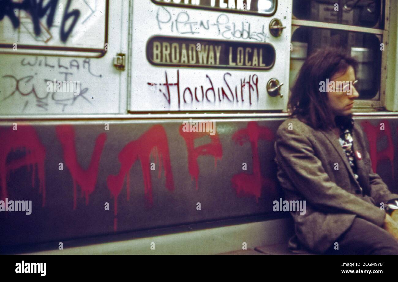 Vandals Have Spray-Painted This Subway Car. 05/1973 - New York City Stock Photo