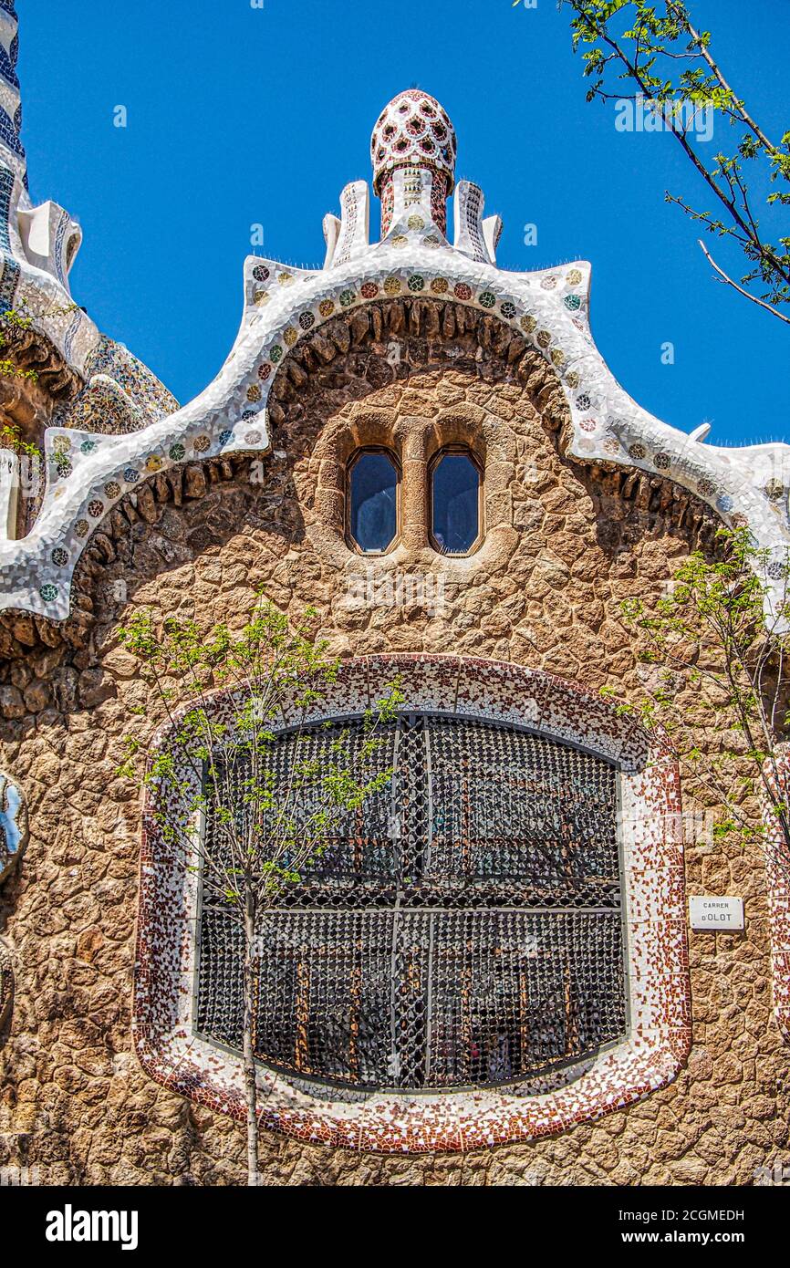 Parc Guell, Barcelona, Catalonia, Spain - Circa 2015. Stock Photo