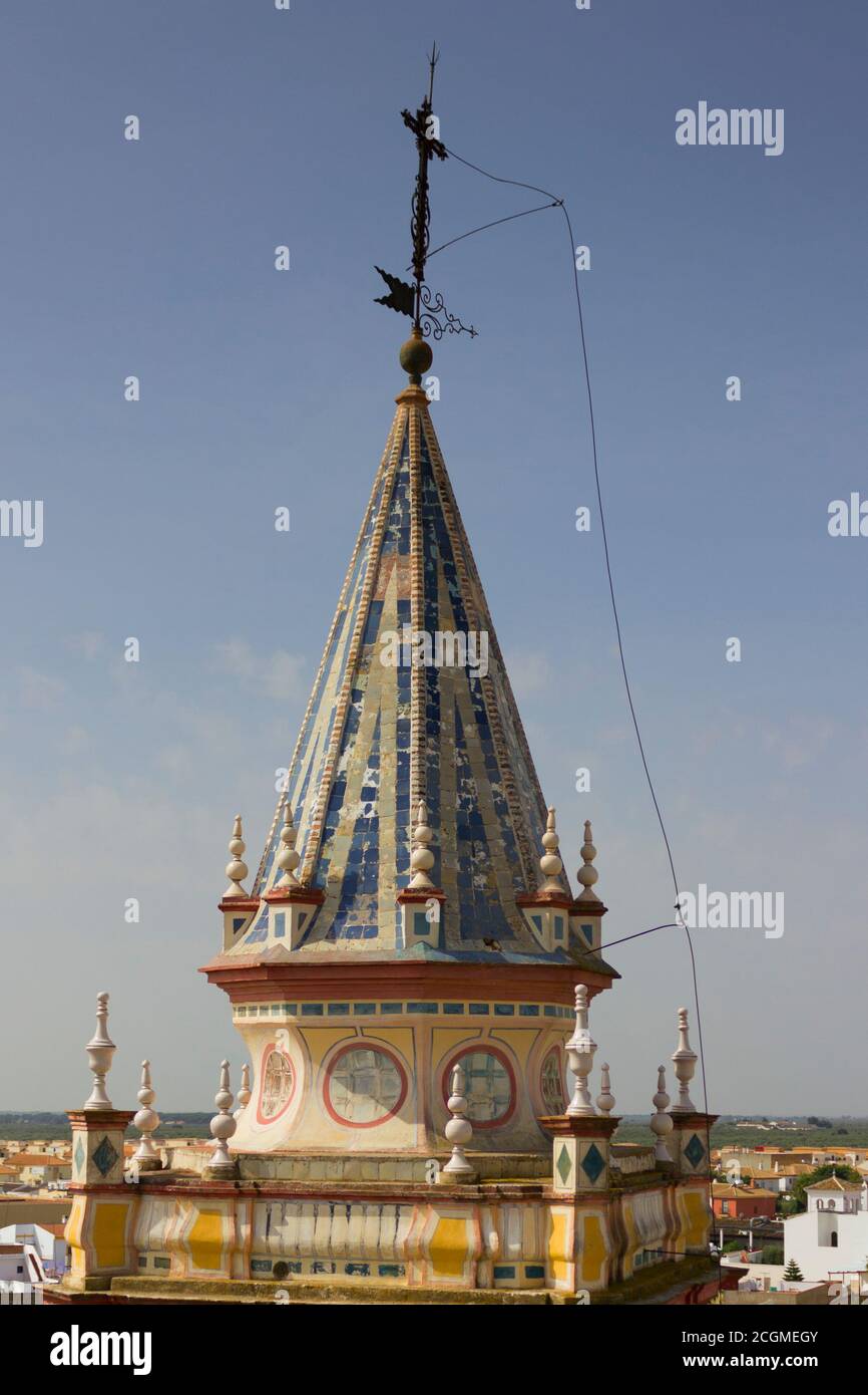 Lightning conductor on a church spire Stock Photo
