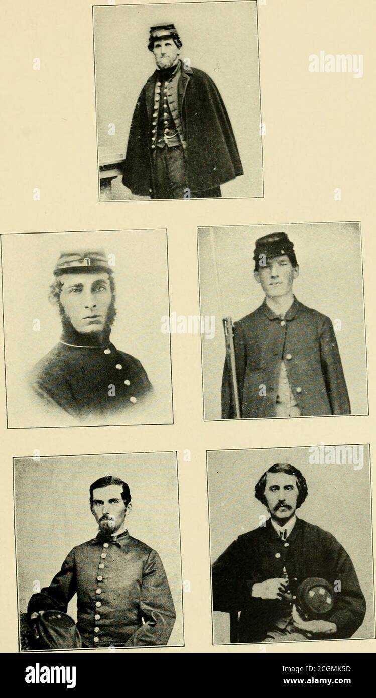 . History of the Eighteenth New Hampshire Volunteers, 1864-5 . e end of each month of the regiments service(March missing). Month Companies Present Absent Present For Duty Hick In arrest Total Sick Otherwise and Absent October 6 477 23 500 18 41 559 November 6 412 63 475 44 2 521 December 6 373 60 433 87 520 January 6 425 25 450 67 2 519 February 7 487 53 540 63 4 607 April 9 670 9 1 680 106 76 862 May 9 568 60 1 629 124 14 767 • Indudine; oxtra and special duty. After Muster Out At the close of the Civil War in 1865 the Union armynumbered nearly one million men. The quick disbandmentof this g Stock Photo
