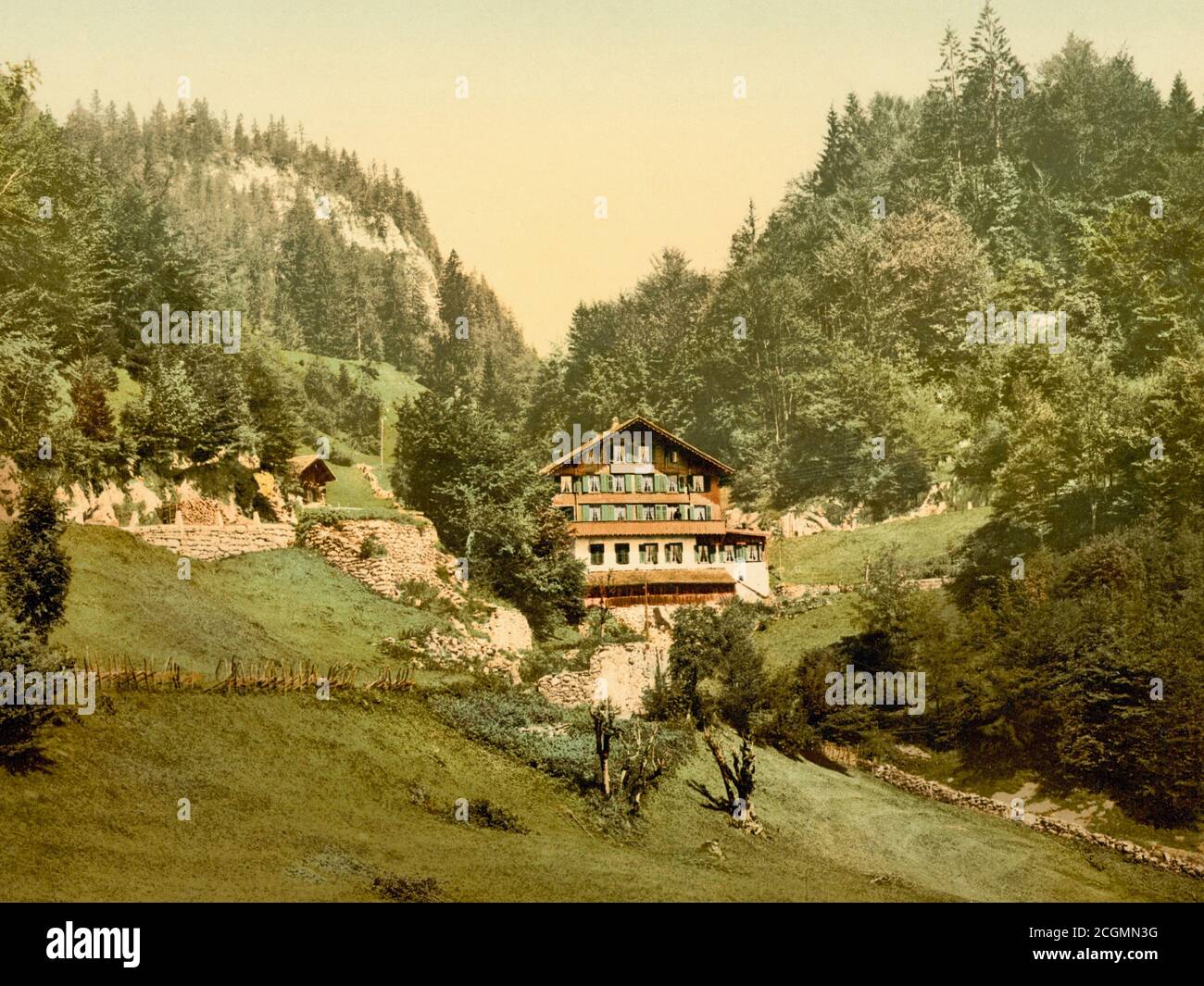 The Summit Hotel, Brünig Pass, Bernese Oberland, Switzerland 1890. Stock Photo