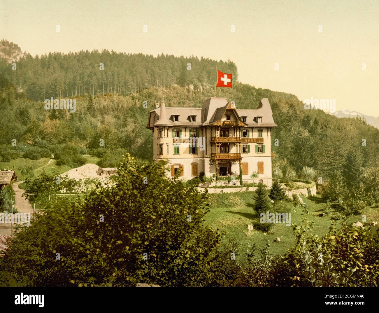 Kurhaus Brünig, Brünig Pass, Bernese Oberland, Switzerland 1890. Stock Photo