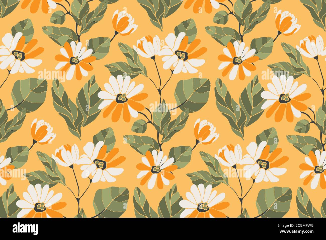 Art floral vector seamless pattern. Summer background. Stock Vector