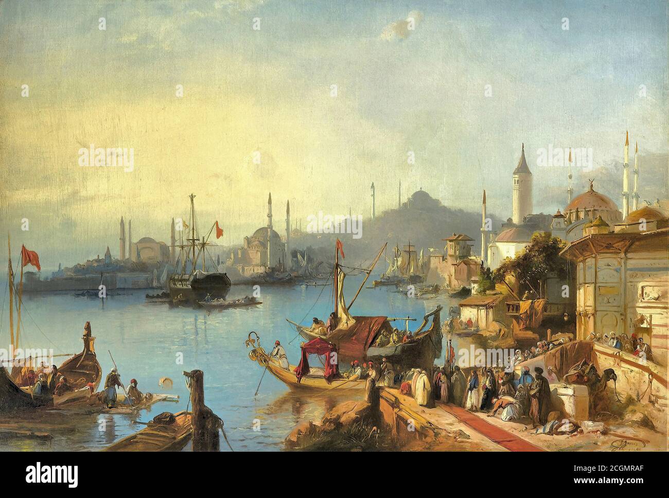 Jacobs Jacob Albrecht - the Arrival of Sultan Abdülmecid at the Nusretiye Mosque - Belgian School - 19th  Century Stock Photo