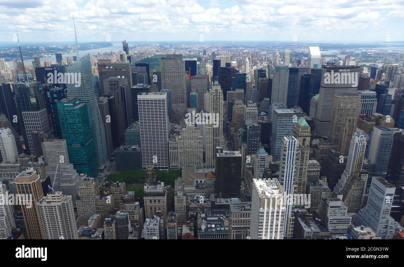 Image showcasing The view from the Empire State Building, looking towards Central Park ...