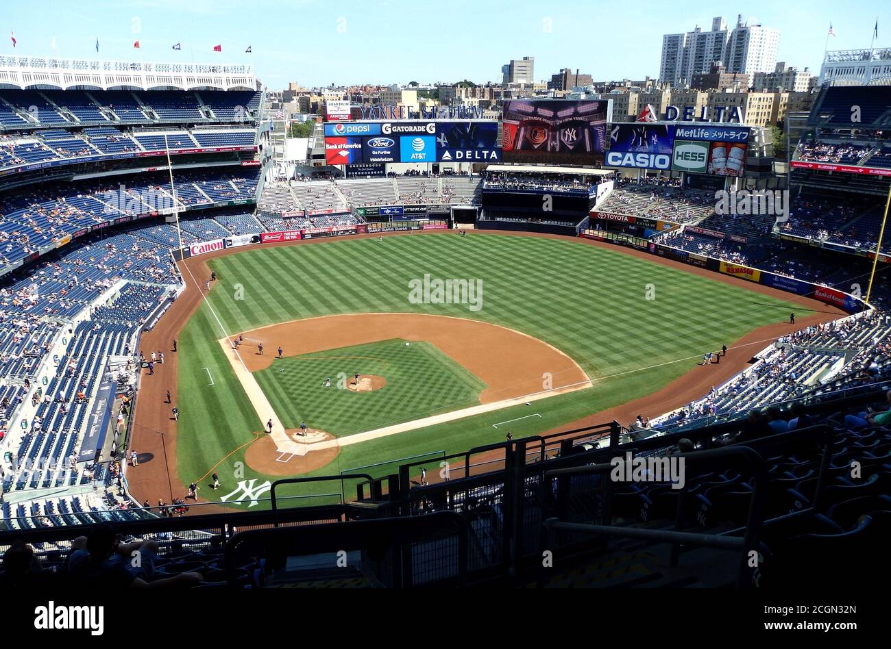 Spilled Plastic Logo Cup of Cola Soda at a Yankees Baseball Game at Yankee  Stadium in The Bronx New York City USA Stock Photo - Alamy