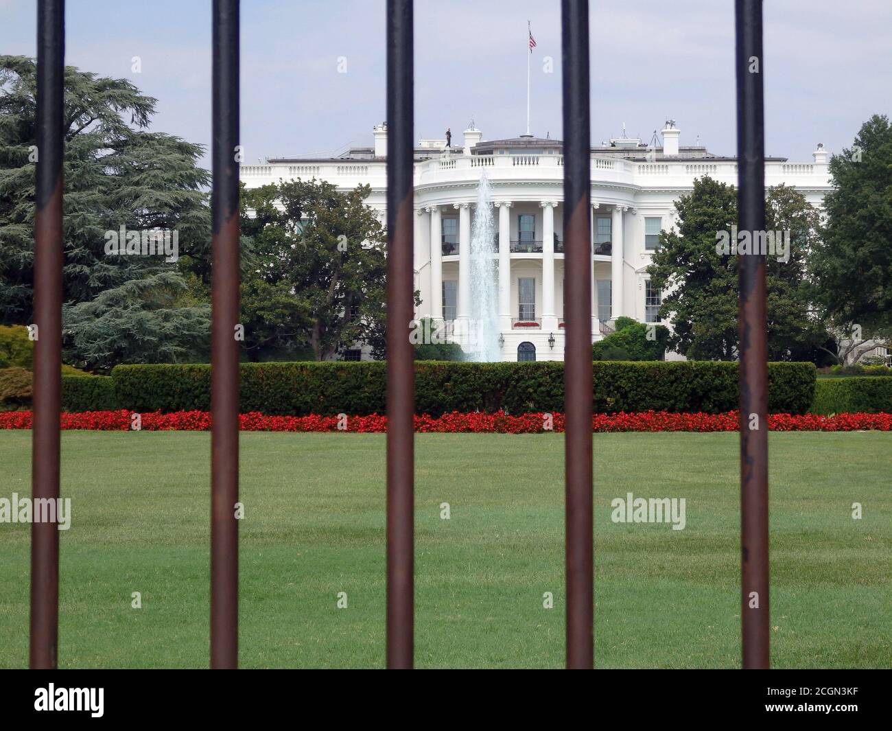 The White House and perimeter fence , Washington D.C., United States Stock Photo