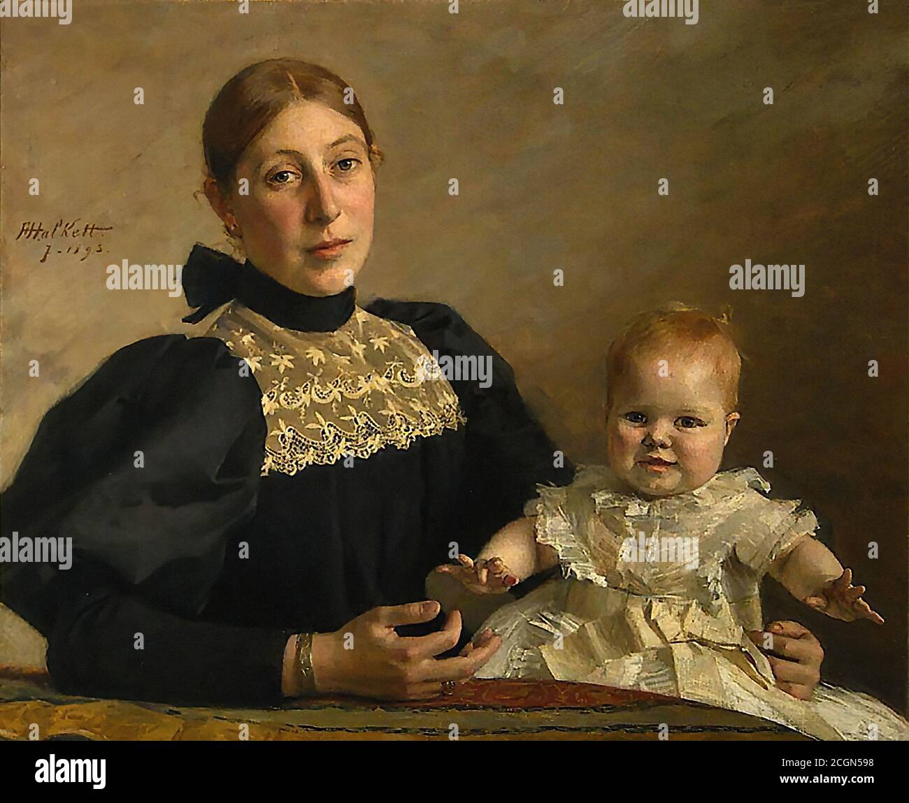 Halkett François Portrait De Madame Halkett De Sa Fille