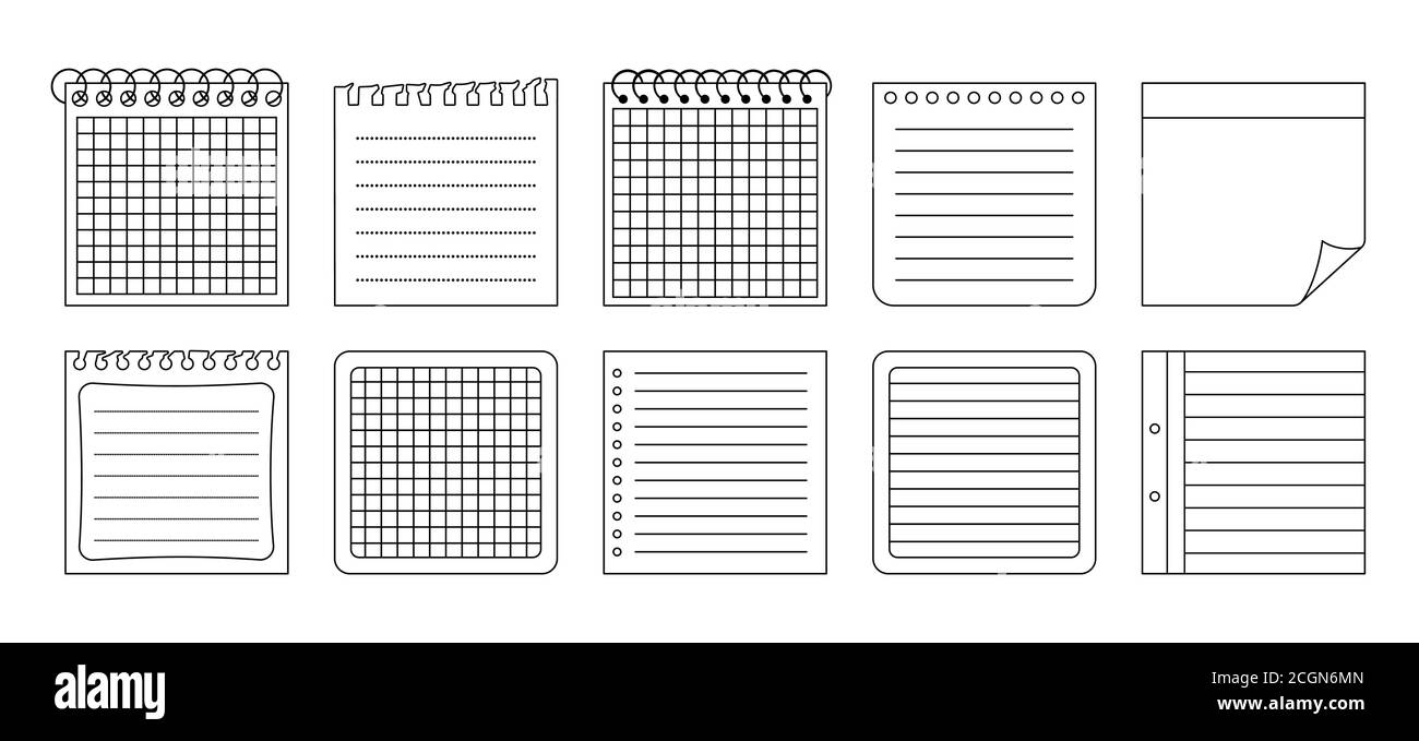 Paper stickers note line set. Notebook outline collection notepads With Regard To Notes Outline Template