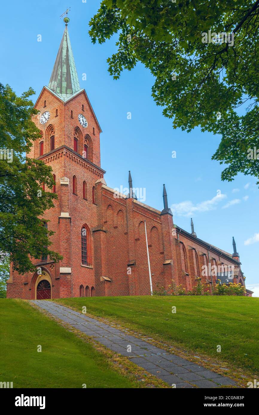 Exterior view of Lutheran Church in the city of Sarpsborg. Viken county. Norway Stock Photo