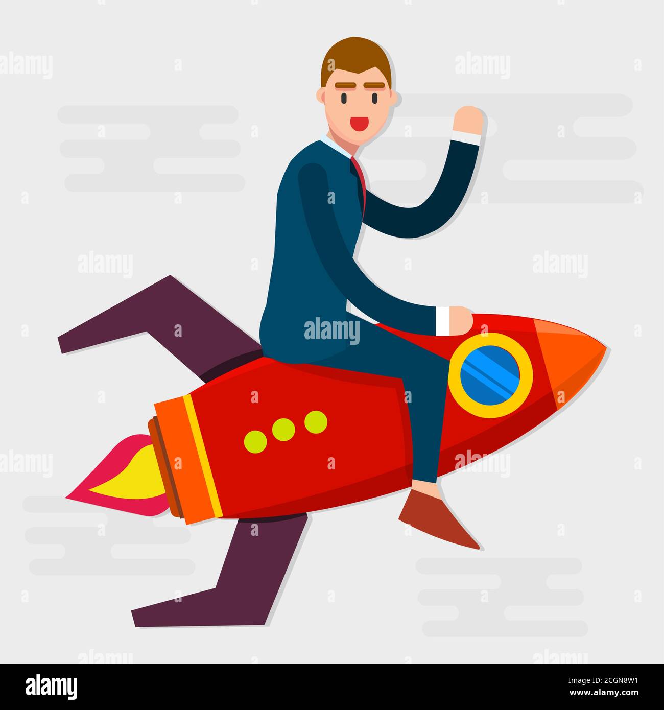 Businessman ride rockets for business startup concept vector ...