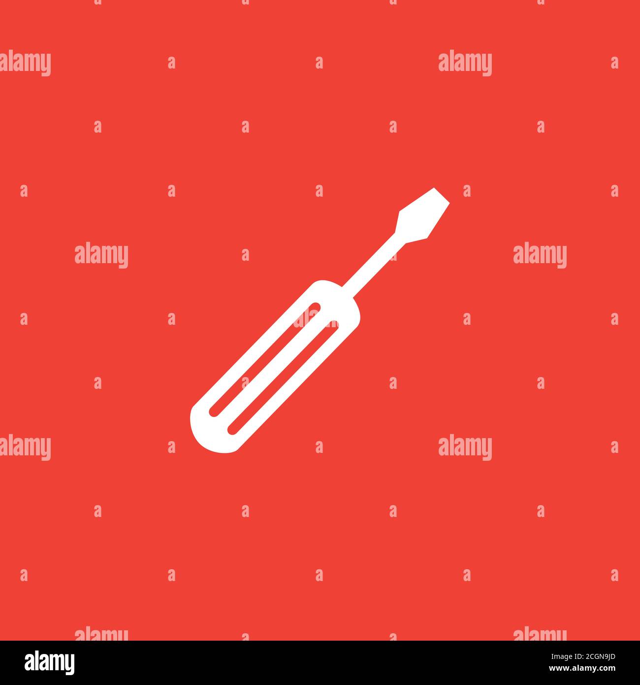 Screwdriver Red Icon On White Background. Red Flat Style Vector Illustration Stock Vector