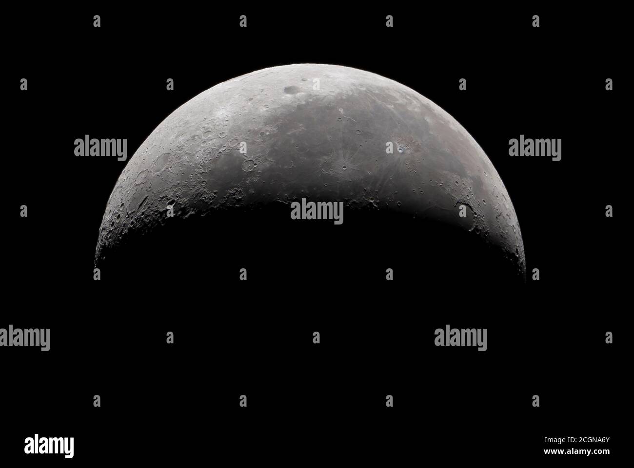 London, UK. 12 September 2020. 39% illuminated waning crescent Moon, photographed in the early hours of 12th September with western limb facing to top. Credit: Malcolm Park/Alamy Live News. Stock Photo