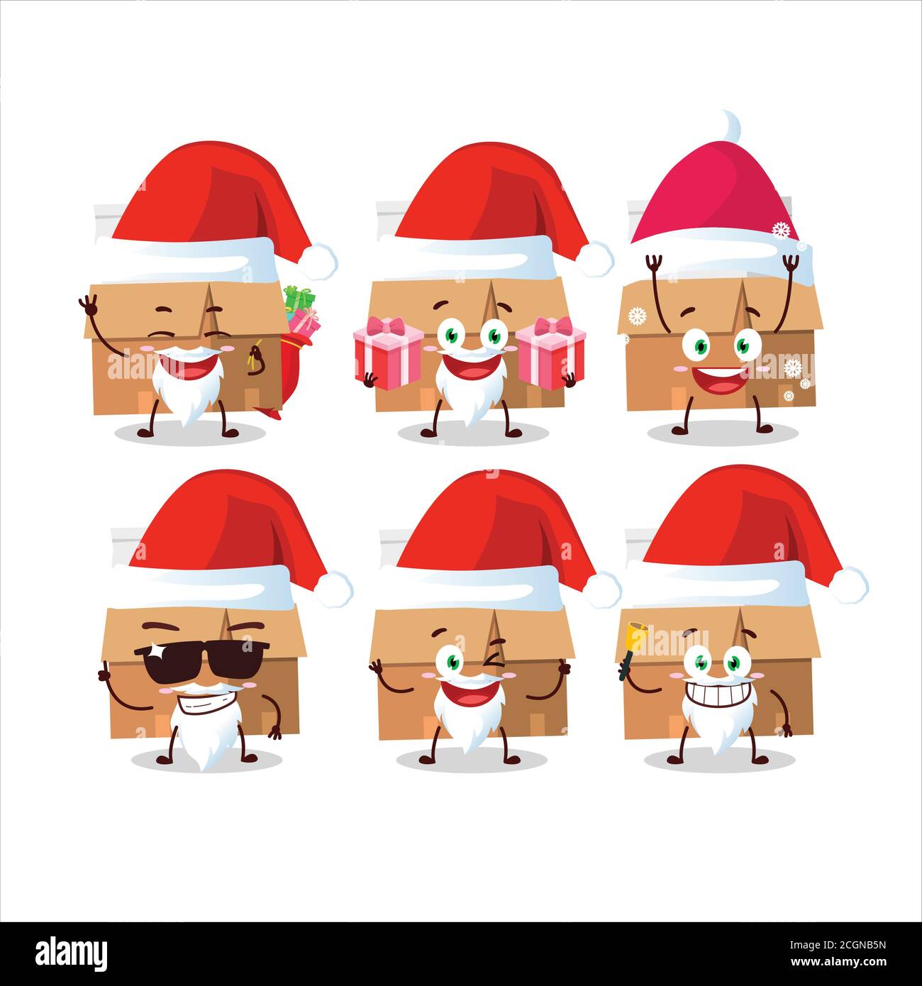 Santa Claus emoticons with office boxes with paper cartoon character Stock Vector