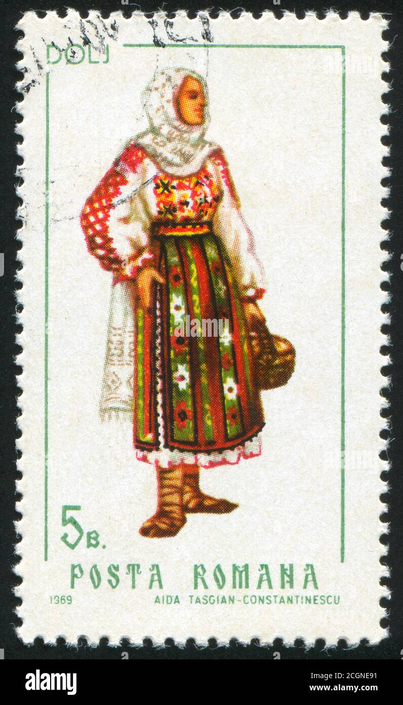 ROMANIA - CIRCA 1969: stamp printed by Romania, shows Woman from Dolj, circa 1969 Stock Photo