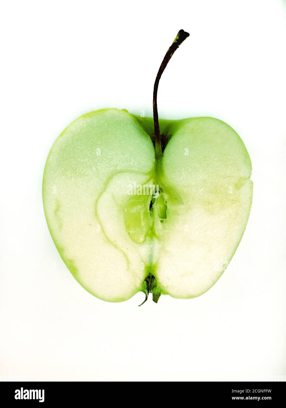 slice of a granny smith apple in white background Stock Photo