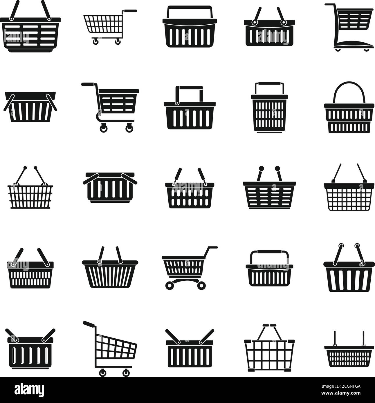 Shop cart supermarket icons set. Simple set of shop cart supermarket