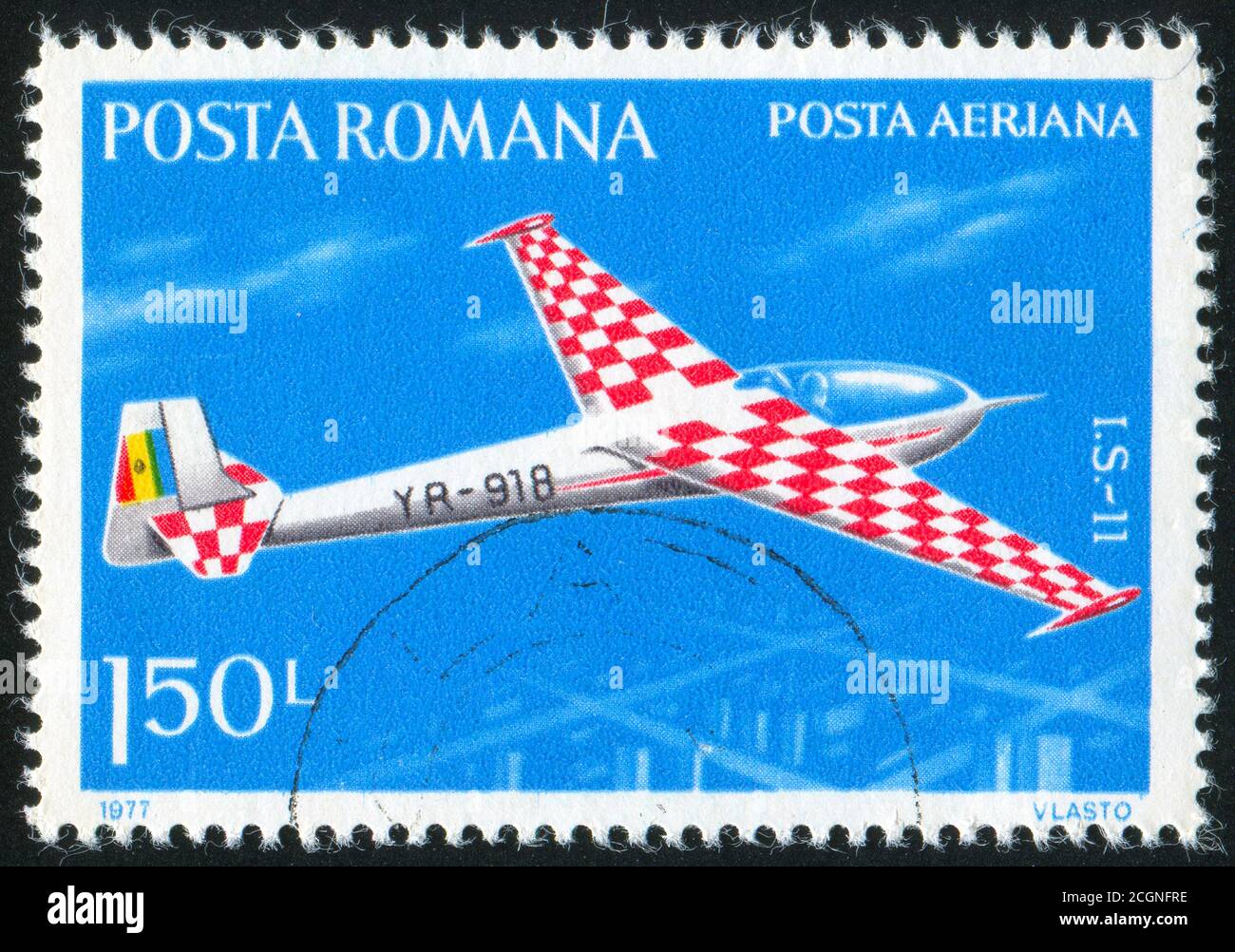 ROMANIA - CIRCA 1977: stamp printed by Romania, show plane, circa 1977. Stock Photo