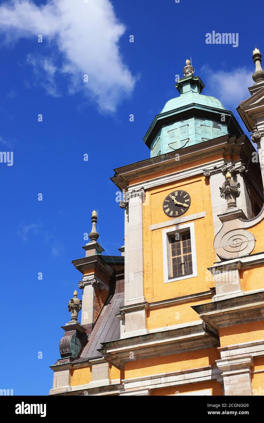 Low angle close-up view of the Kalmar cathedral. Stock Photo