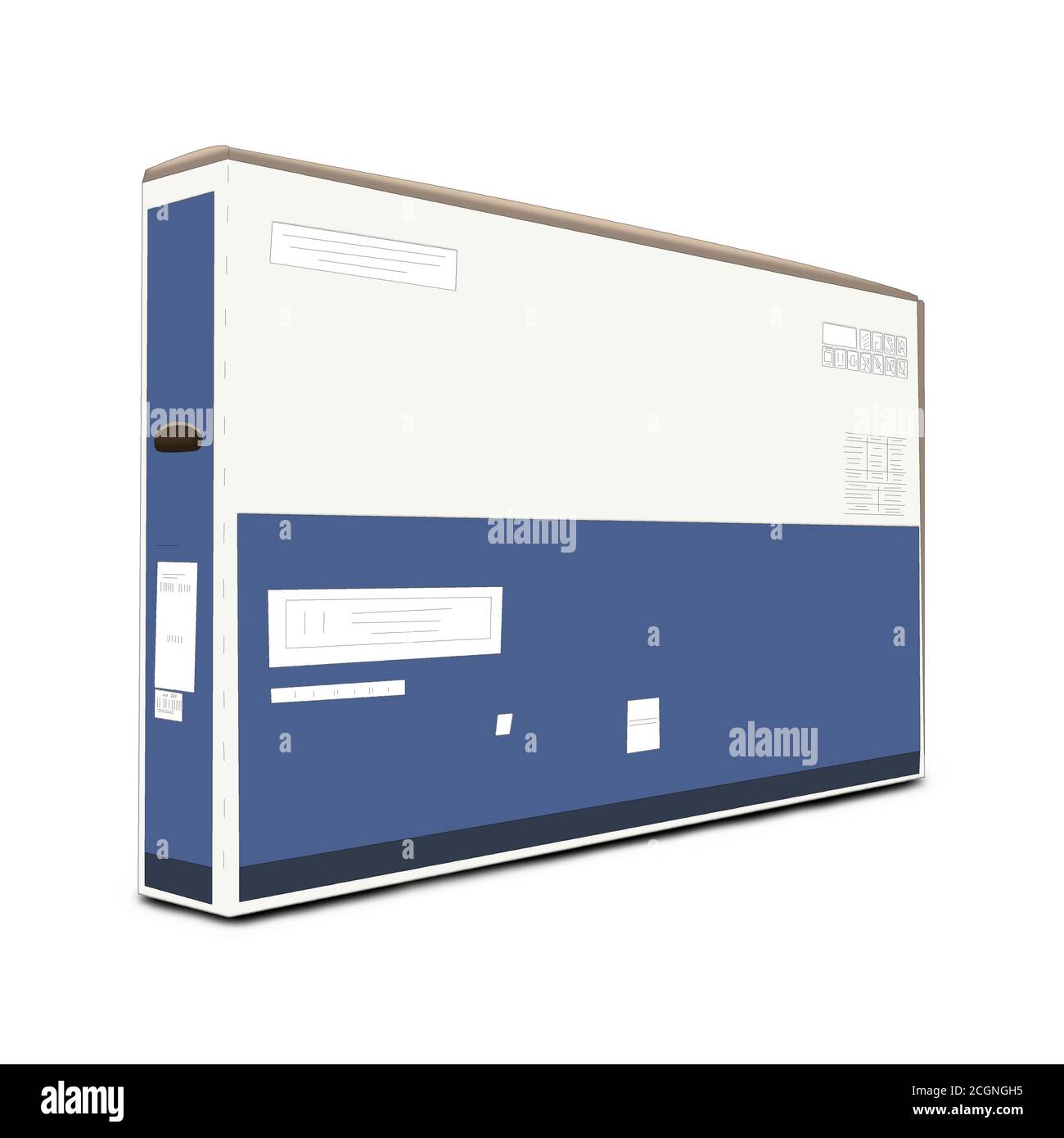 box for packing the TV. Isolated illustration on a white background.. Stock Photo
