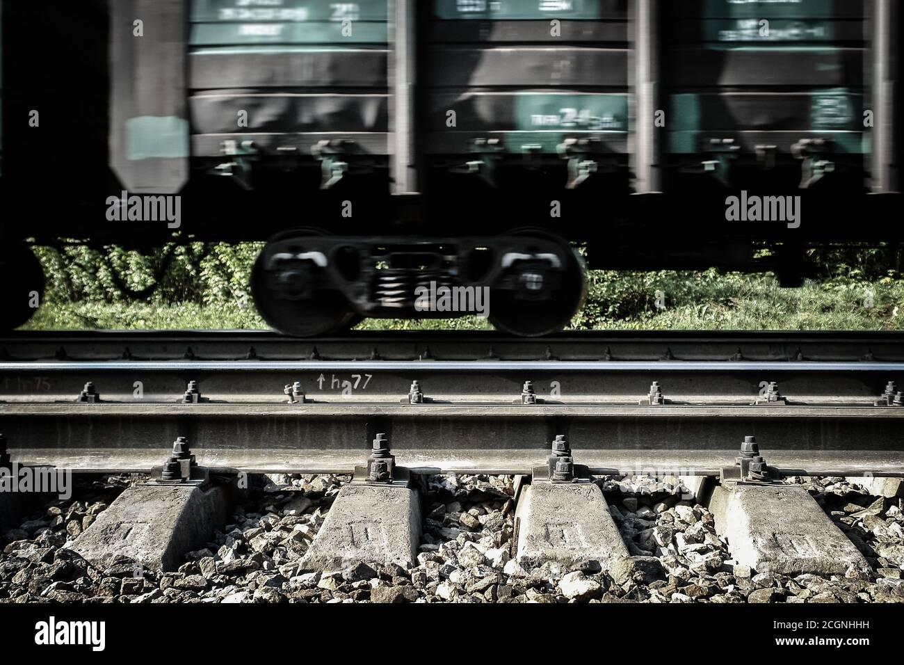 Wheels train moving on rails hi-res stock photography and images - Alamy