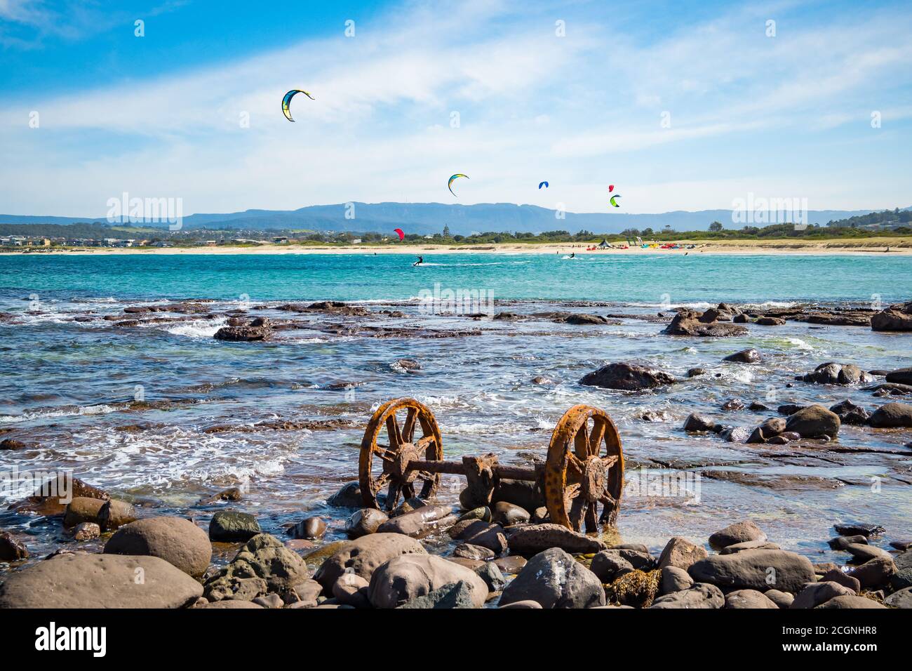 Kite Surfing of Windang Island Stock Photo