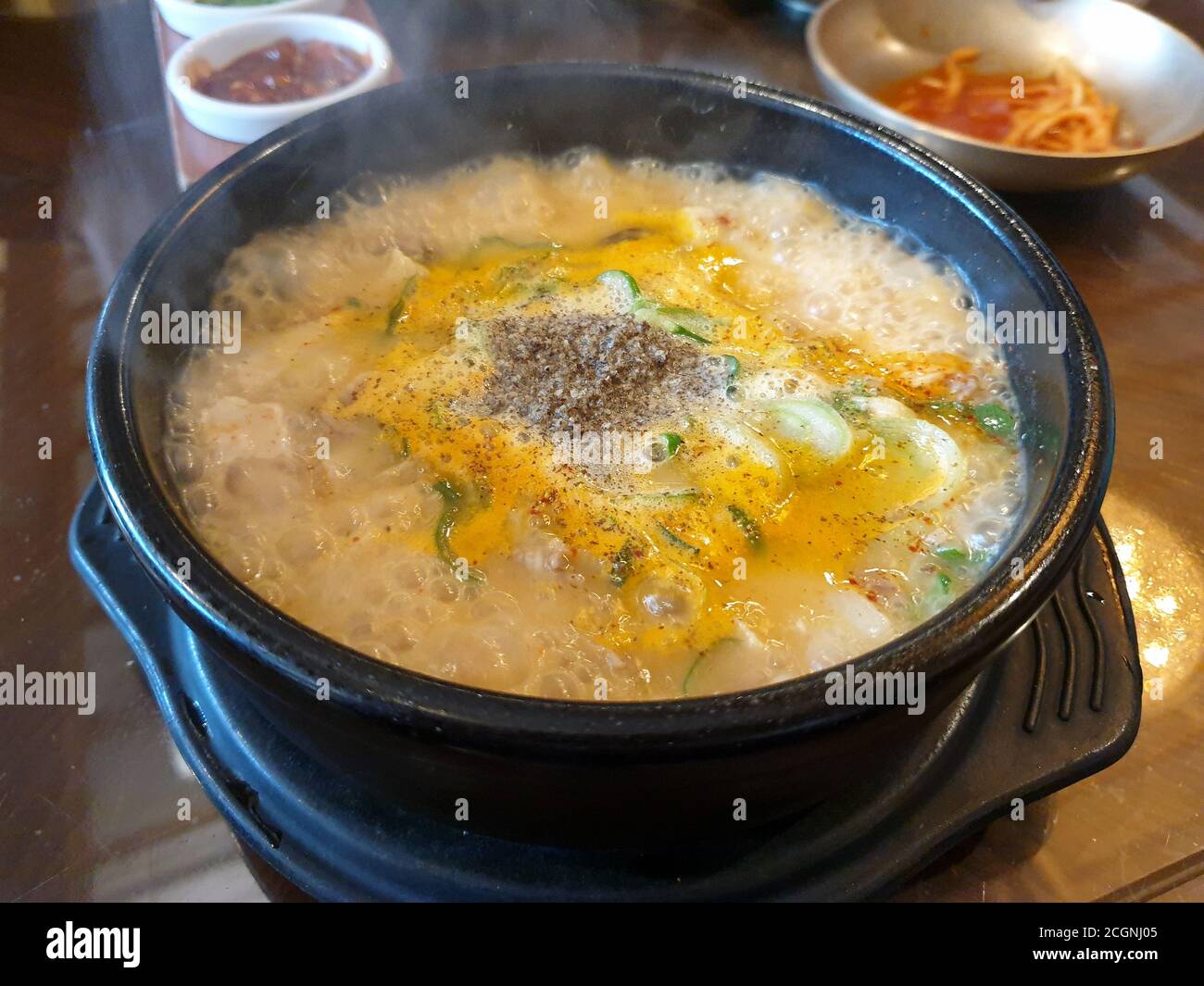 Soondae Gukbap, made by putting cooked rice into hot soup with Korean