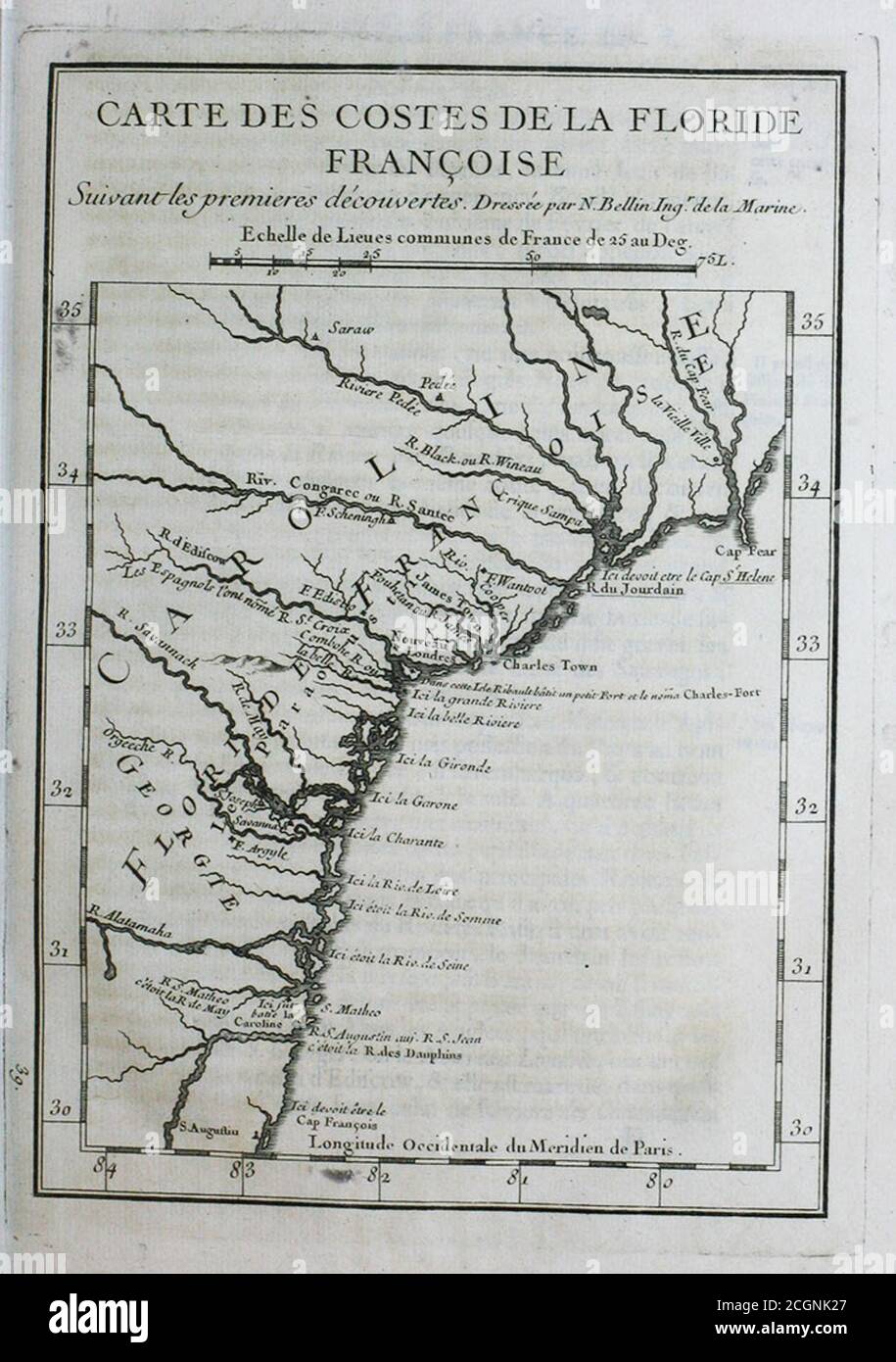 18th c. Map of French Florida Stock Photo Alamy