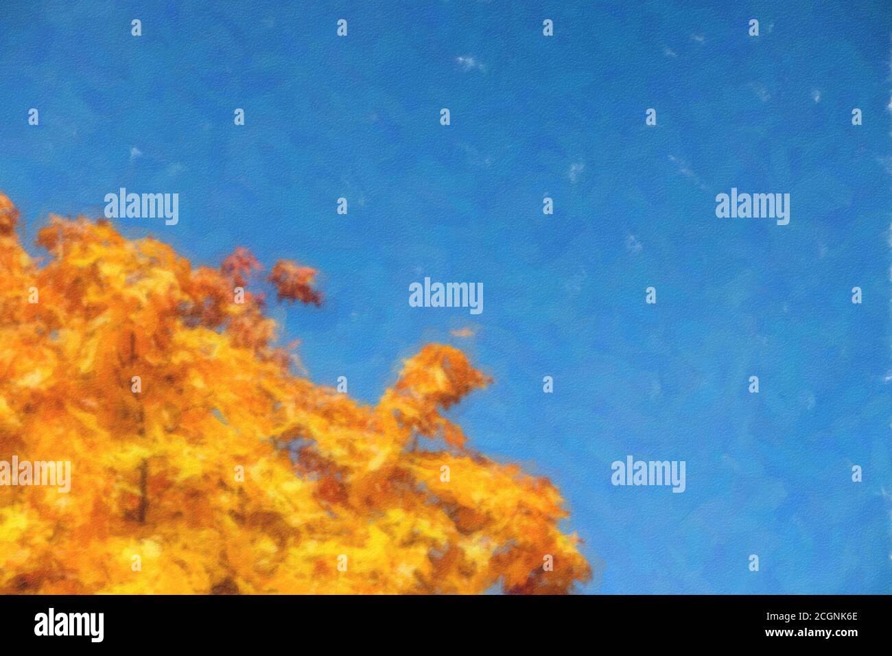 Illustration of autumn leaves with the blue sky background Stock Photo ...
