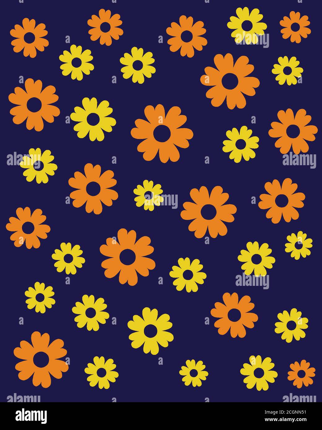 A printable seamless colourful flower design pattern isolated on dark coloured background for cloth, fabric, textile, design, pattern. Vector stock. Stock Vector