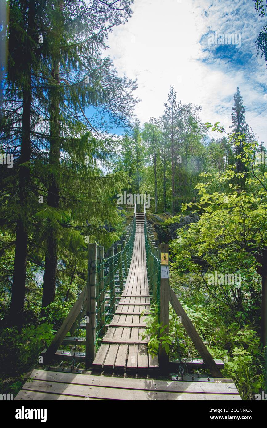 Bridge in wilderness of Oulanka national park Finland Stock Photo Alamy