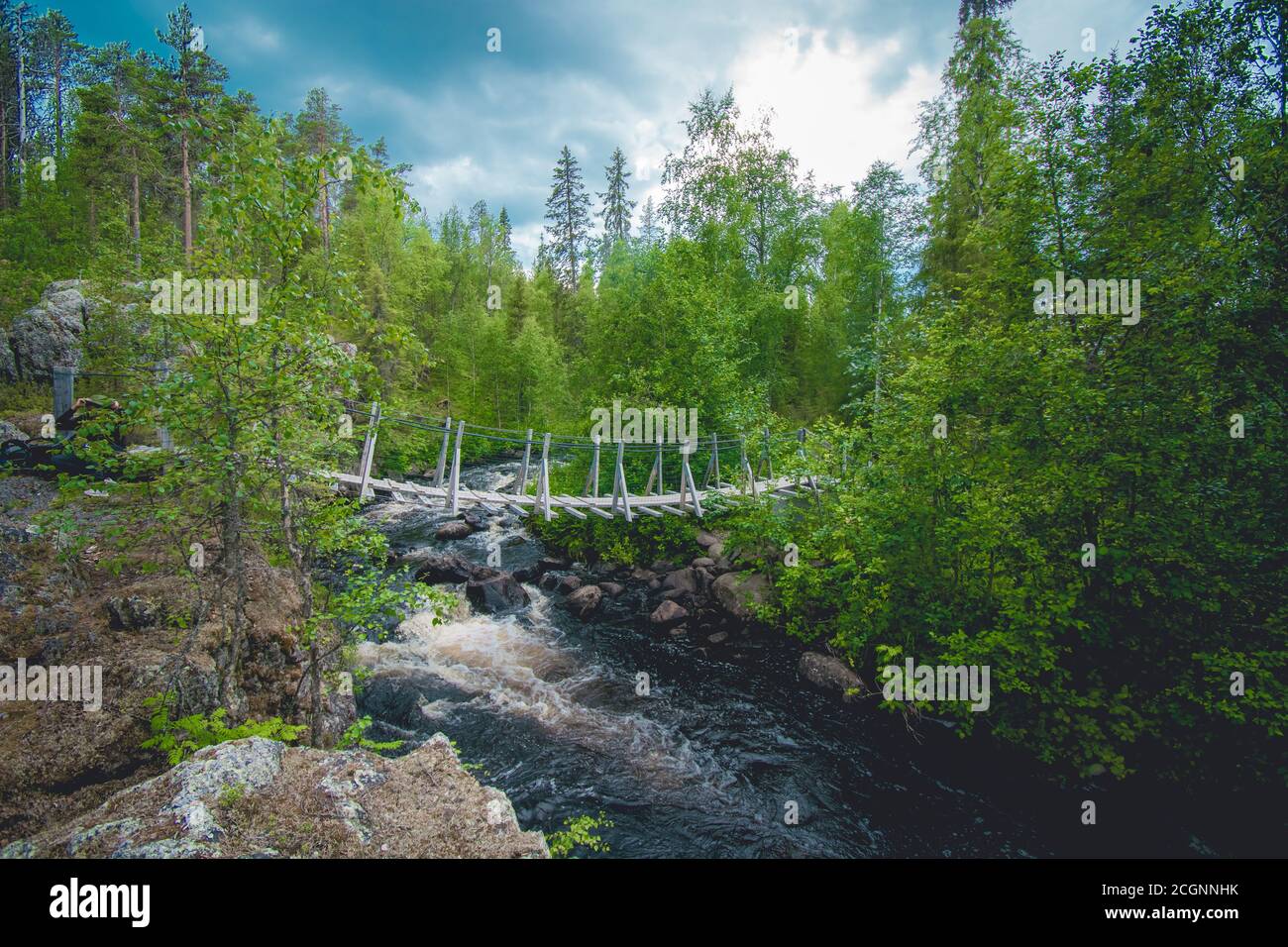 Bridge in wilderness of Oulanka national park Finland Stock Photo Alamy
