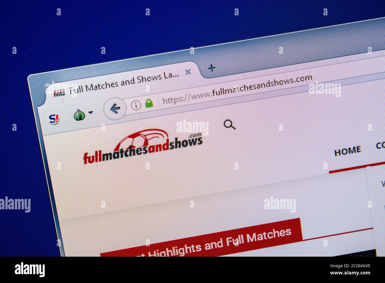 Ryazan, Russia - July 2018: Homepage of FullMatchesAndShows website on the display of PC. Url - FullMatchesAndShows.com Stock - Alamy