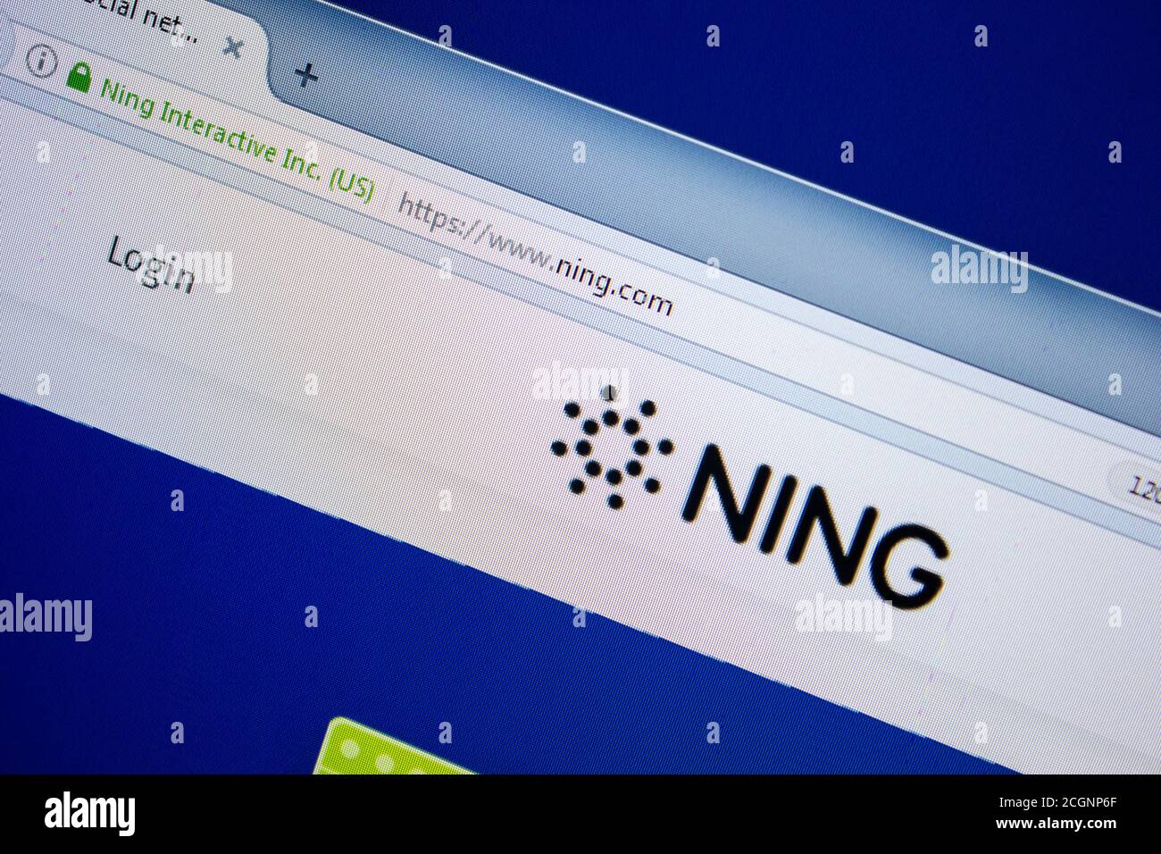 Ryazan, Russia - July 25, 2018: Homepage of Ning website on the display ...