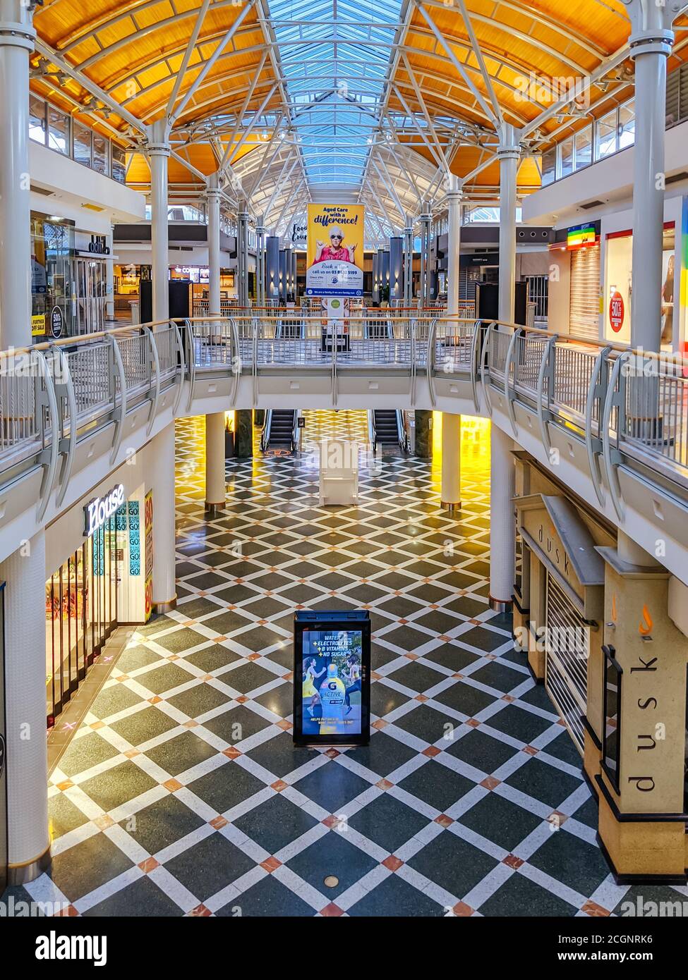 Melbourne Shopping Centre During Coronavirus Pandemic and Stage 4 Lockdown Stock Photo