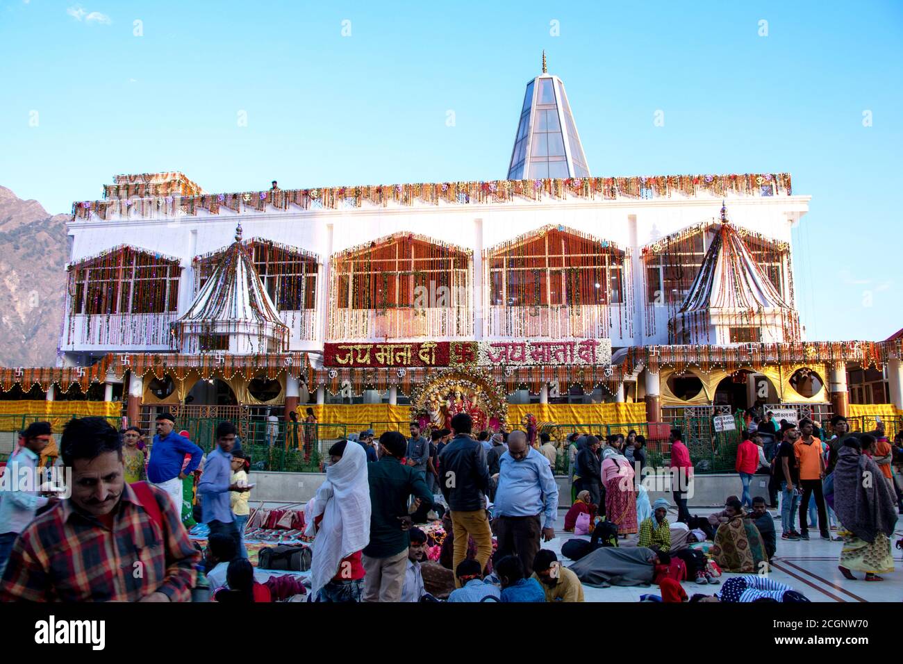 October 15, 2018 at Vaishno Devi, Jammu, India - Crowd of devotees at ardhkuwari Stock Photo